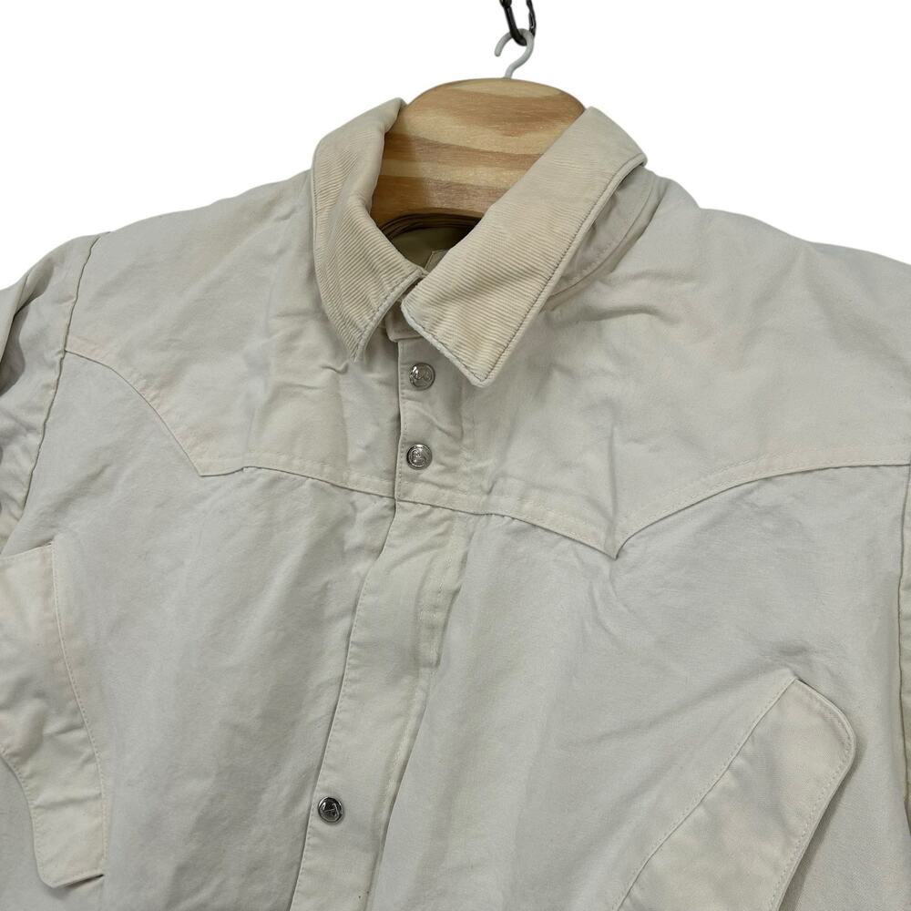 VTG 90s Men's Cream White J. Peterman Collared Canvas Chore Workwear Jacket XL - Picture 3 of 14